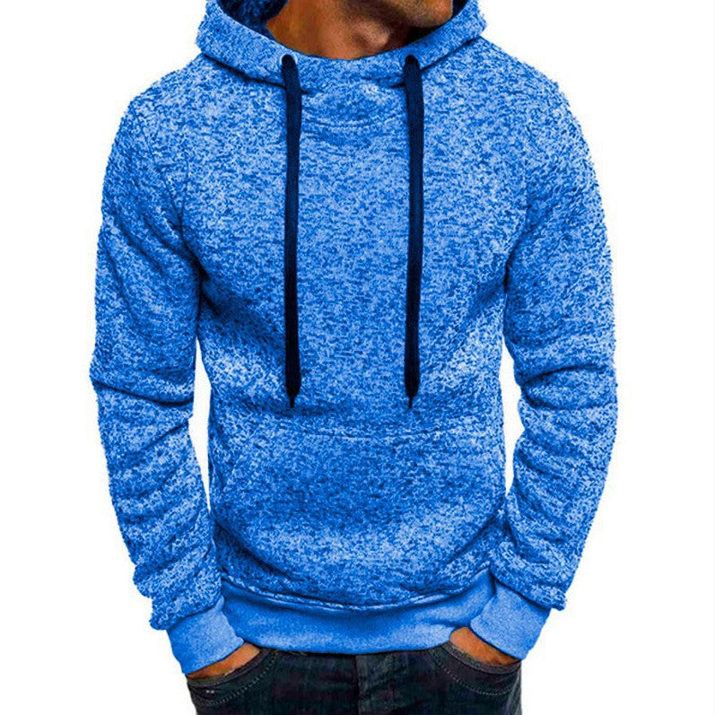 Men's solid color cotton blend pullover hoodie, view 7