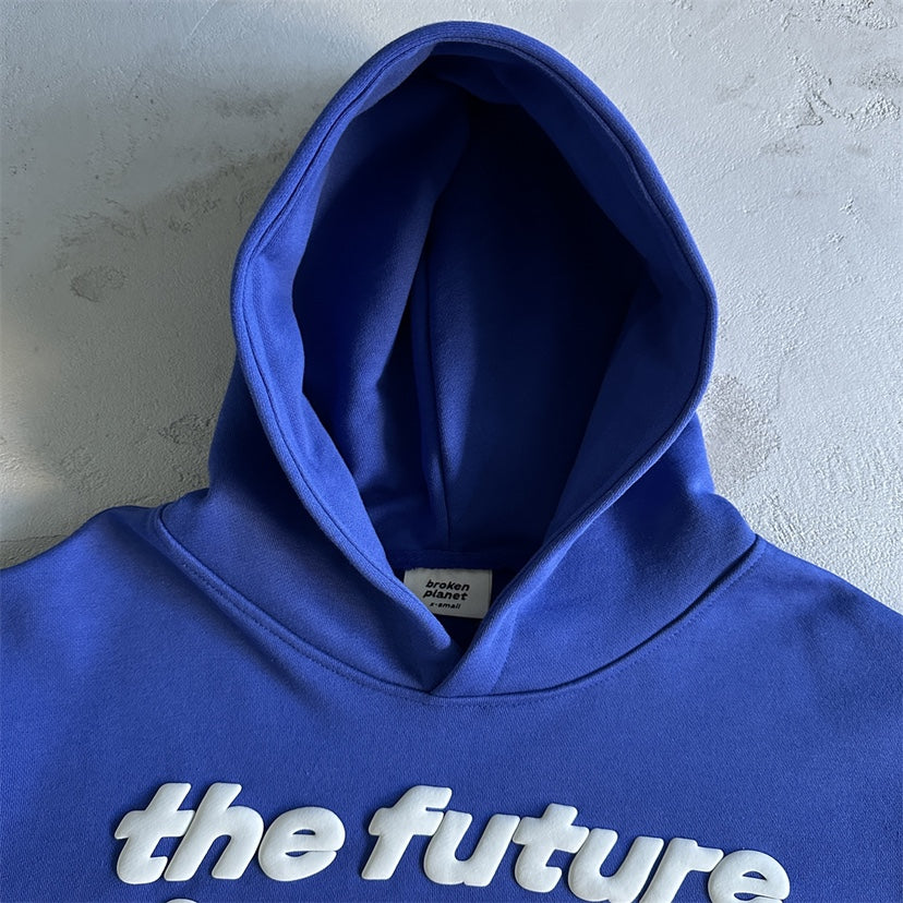 Men's blue graphic pullover hoodie, view 3