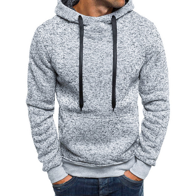 Men's solid color cotton blend pullover hoodie, view 1