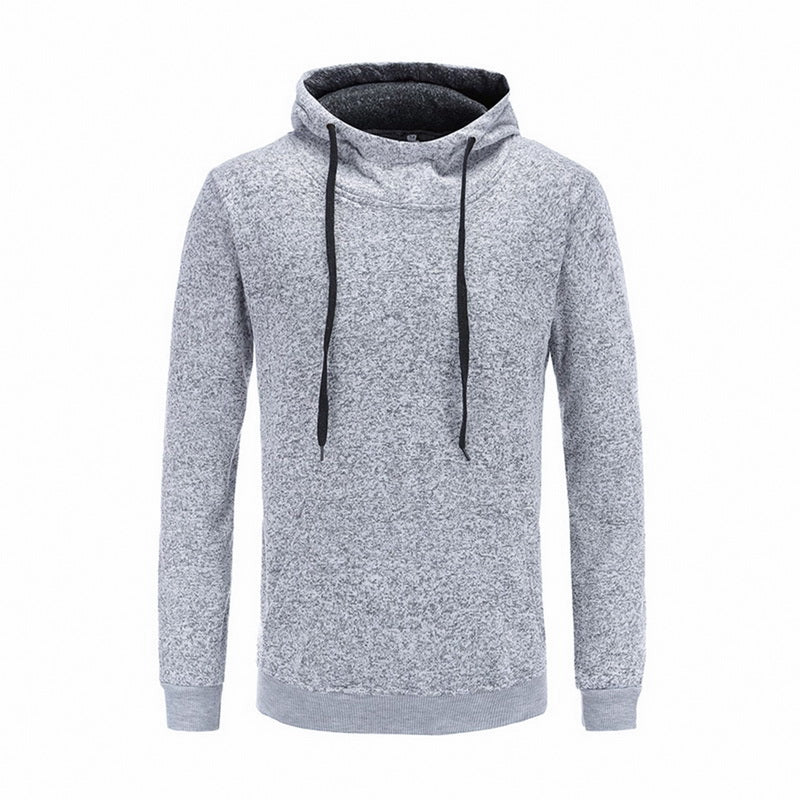 Men's solid color cotton blend pullover hoodie, view 2