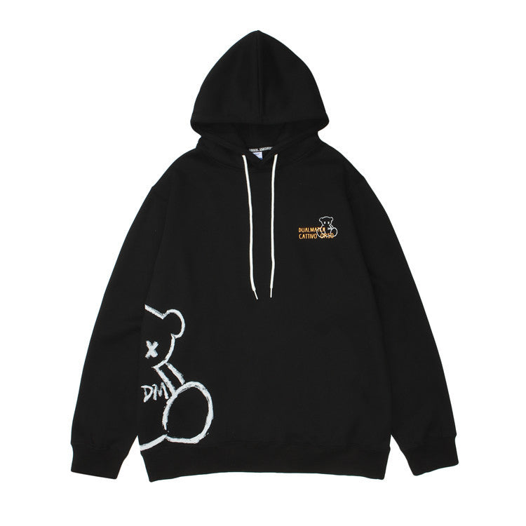Men's bear print cotton pullover sweatshirt, view 6