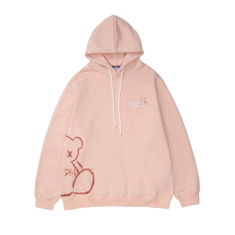 Men's bear print cotton pullover sweatshirt, view 3